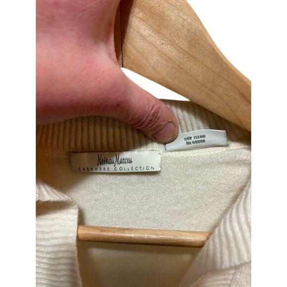 Neiman Marcus Cashmere Collection sweater v-neck spread collar Oxford pullover M - Picture 4 of 6